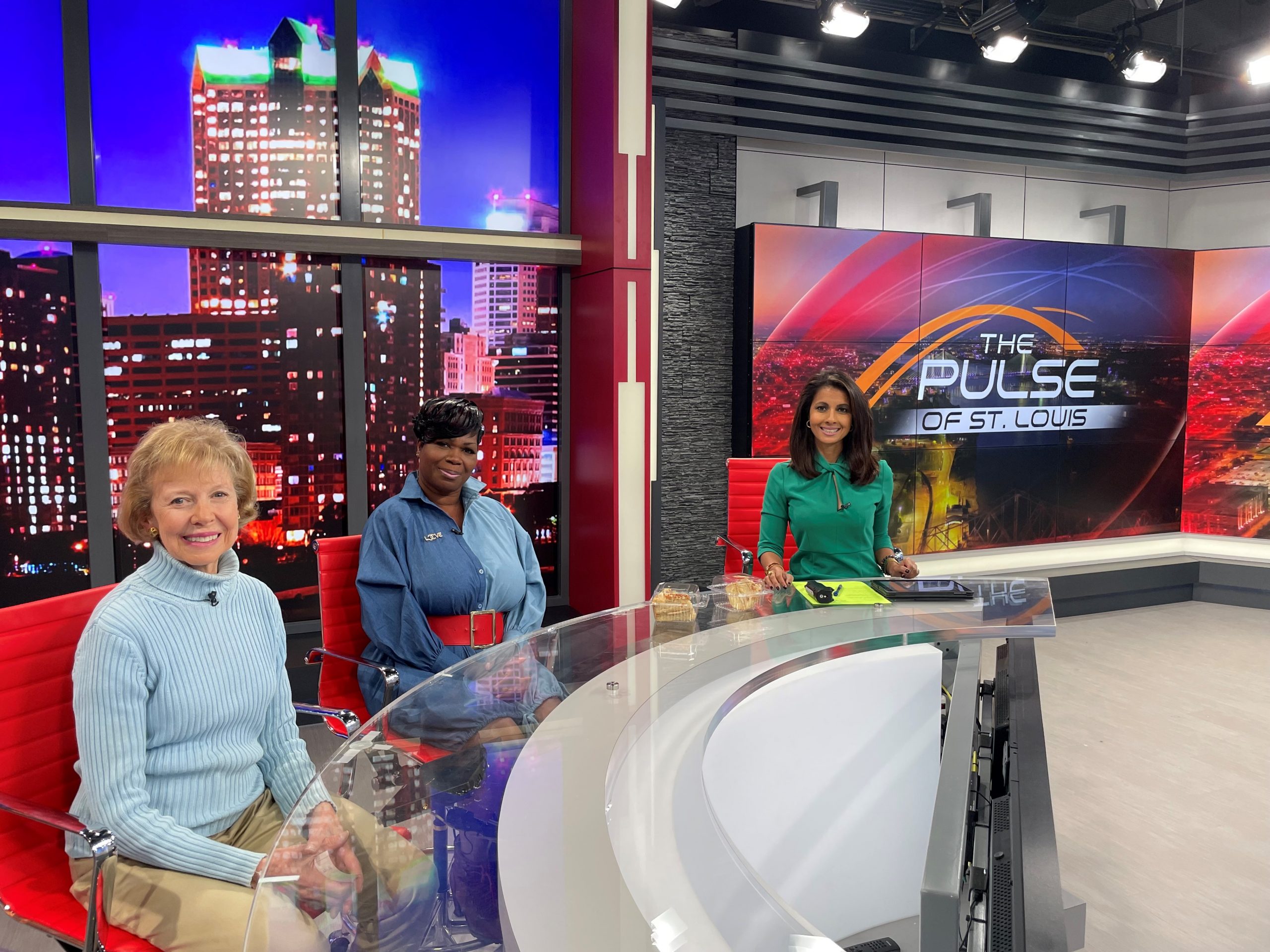Patti Teper, Brenda Smith, and Jasmine Huda at Pulse of St. Louis news desk