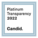 square graphic with light blue border and text: "Platinum Transparency 2022, Candid."
