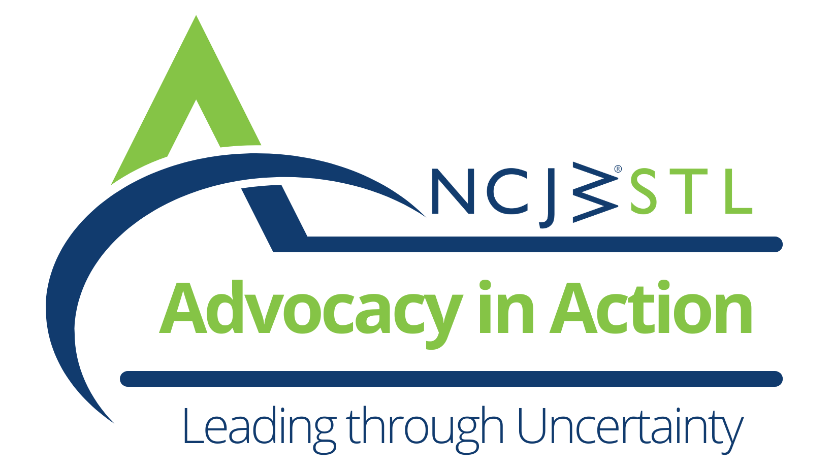conference logo with text: NCJWSTL Advocacy in Action - Leading through Uncertainty