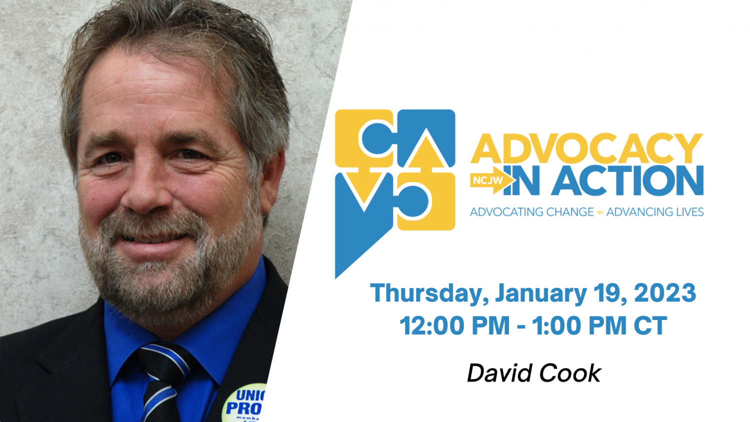 graphic for January 2023 Lunch and Learn with David Cook headshot